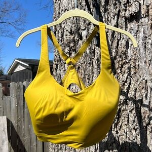 Athleta Advance High Impact Sports Bra 38DD, Yellowish Green Wireless Mesh